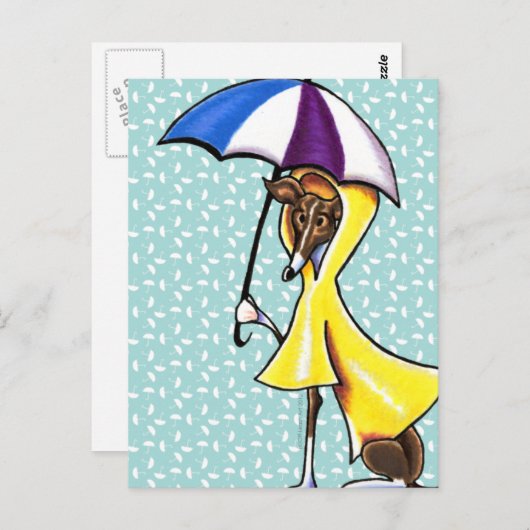 Italiaanse Greyhound Umbrella Crazy Briefkaart (Voorkant / Achterkant)