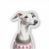Italiaanse Greyhound Waterverf Kersttrui Sticker (Voorkant)