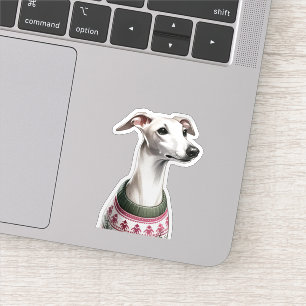 Italiaanse Greyhound Waterverf Kersttrui Sticker