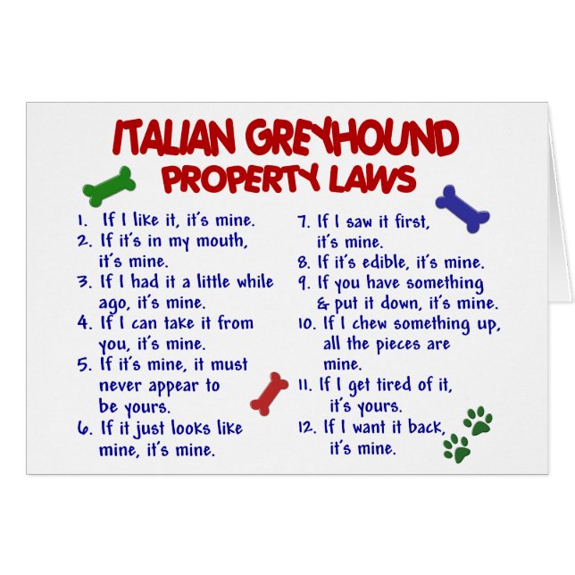 ITALIAANSE GREYHOUND-WETGEVINGEN (Voorkant Horizontaal)