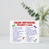 ITALIAANSE GREYHOUND-WETGEVINGEN BRIEFKAART (Staand voorkant)