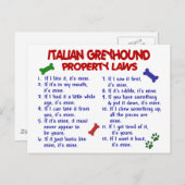 ITALIAANSE GREYHOUND-WETGEVINGEN BRIEFKAART (Voorkant / Achterkant)