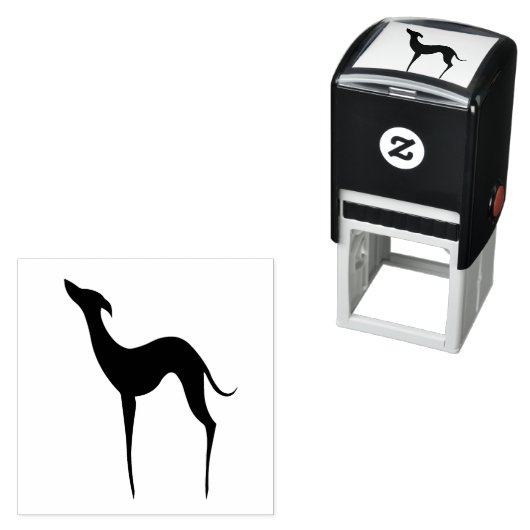 Italiaanse Greyhound Whippet Dog Silhouette Elegan Zelfinktende Stempel (In situ)