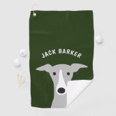 Italiaanse Greyhound Whippet Hond met aangepaste n Golfhanddoek (Insitu)