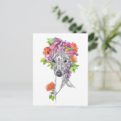 Italiaanse Greyhound Whippet hond portret bloemen  Briefkaart (Staand voorkant)