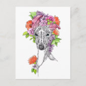 Italiaanse Greyhound Whippet hond portret bloemen  Briefkaart (Voorkant)