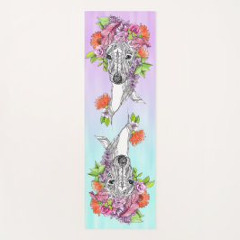 Italiaanse Greyhound Whippet hond Tekening Bloemen Yogamat