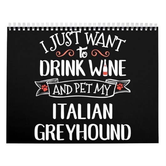 Italiaanse Greyhound Wijnliefhebbers & Hondenbezit Kalender (Hoes)