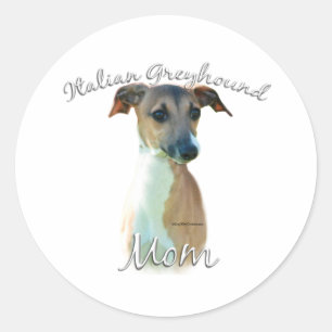 Italiaanse Greyhoundmam 2 Ronde Sticker
