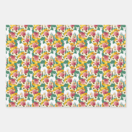 Italiaanse Greyhounds Floral Pattern Inpakpapier Vel