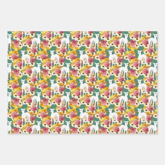 Italiaanse Greyhounds Floral Pattern Inpakpapier Vel (Voorkant)