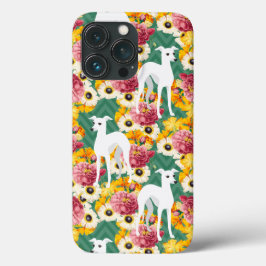 Italiaanse greyhounds of hippets met bloemen Case-Mate iPhone case