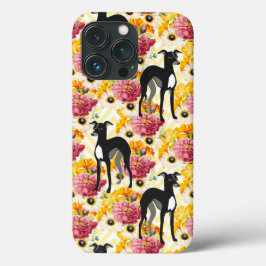 Italiaanse greyhounds of hippets met bloemen Case-Mate iPhone case