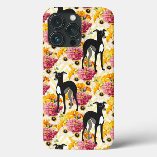 Italiaanse greyhounds of hippets met bloemen Case-Mate iPhone case (Achterkant)