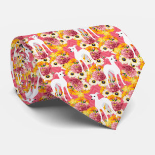 Italiaanse Greyhounds Pink Floral Stropdas