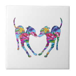 Italiaanse greyhounds spelen - tropisch tegeltje