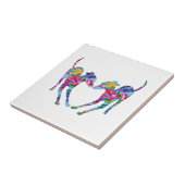 Italiaanse greyhounds spelen - tropisch tegeltje (Zijkant)
