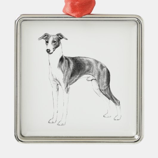 Italiaanse Greyhoundstijl Metalen Ornament (Voorkant)