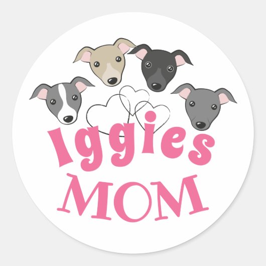 Italiaanse griehond Iggy Dog mam Cute grappige car Ronde Sticker (Voorkant)