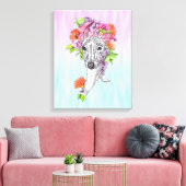 Italiaanse grieshond die bloemen tekent canvas afdruk (Insitu (Woonkamer))