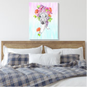 Italiaanse grieshond die bloemen tekent canvas afdruk (Insitu (Slaapkamer))