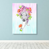 Italiaanse grieshond die bloemen tekent canvas afdruk (Insitu (Houten vloer))