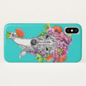 Italiaanse grieshond die bloemen tekent Case-Mate iPhone case (Achterkant (horizontaal))