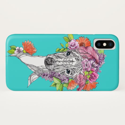 Italiaanse grieshond die bloemen tekent Case-Mate iPhone case (Achterkant (horizontaal))