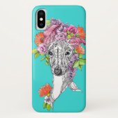 Italiaanse grieshond die bloemen tekent Case-Mate iPhone case (Achterkant)