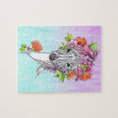 Italiaanse grieshond die bloemen tekent legpuzzel (Horizontaal)