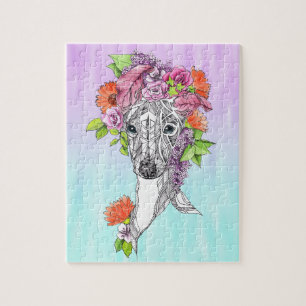 Italiaanse grieshond die bloemen tekent legpuzzel
