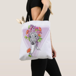 Italiaanse griezelhond portret bloemen kunst tote bag