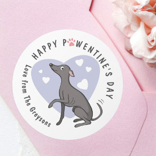 Italiaanse grijze liefdesfilm Dog Cute Heart Ronde Sticker