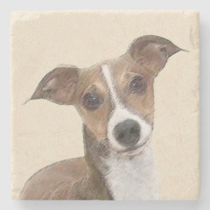 Italiaanse grijze schilderijen - Kute Original Dog Stenen Onderzetter