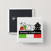 Italiaanse Halloween Ghosts, Fantasmi di Halloween Vierkante Button 5,1 Cm (Voorkant /achterkant)