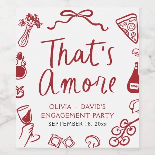 Italiaanse Hand getrokken dat is een meer verlovin Wijn Etiket (Enkel label)