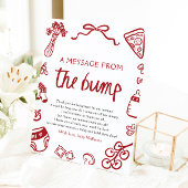 Italiaanse hand trok een bericht uit het hobbeltek reclamebord met voetstuk