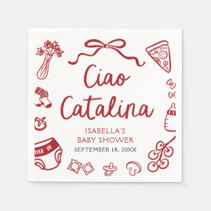 Italiaanse handgetekende pizza Ciao Catalina Baby Servet