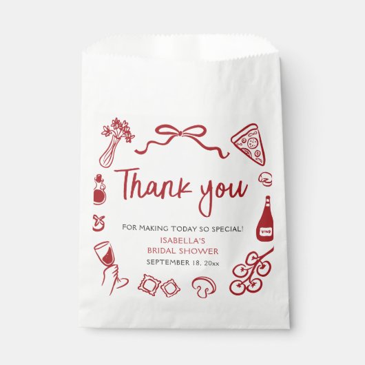 Italiaanse handgetekende pizza dank je bruidsfeest bedankzakje (Voorkant)