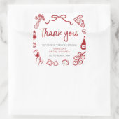 Italiaanse handgetekende pizza dank je bruidsfeest vierkante sticker (Tas)