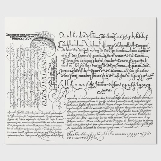 Italiaanse  handschrift Calligrafie Cadeaupapier (Vlak)