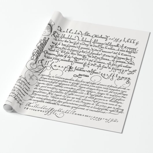Italiaanse  handschrift Calligrafie Cadeaupapier (Uitgerold)