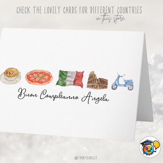 Italiaanse Happy Birthday Kaart, Buon Compleanno I Kaart