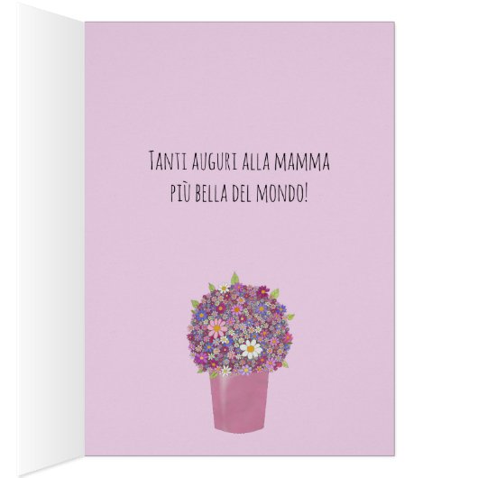 italiaanse Happy Moederdag Roze Bouquet (Binnen (Rechts))