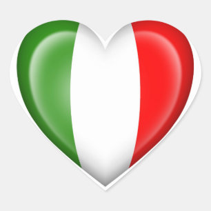 Italiaanse Hart Vlag op Wit Sticker