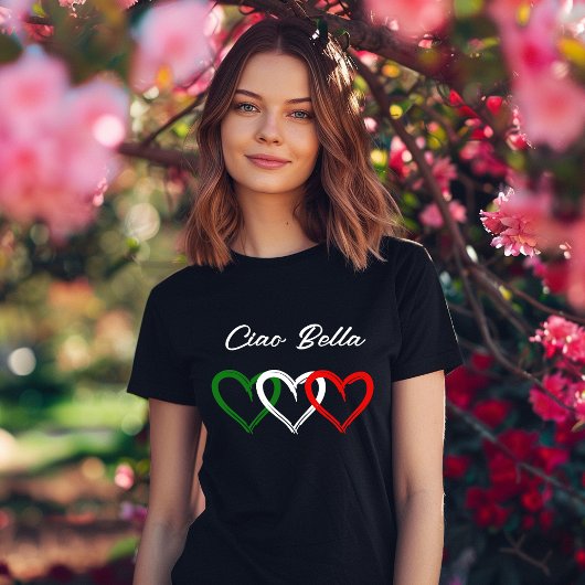 Italiaanse harten | Ciao Bella | Jouw tekst T-shirt