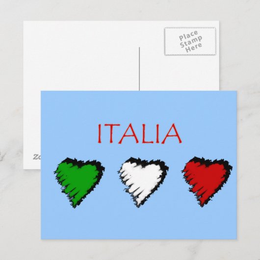 Italiaanse harten vlag van Italië Italiaanse liefd Briefkaart (Voorkant / Achterkant)