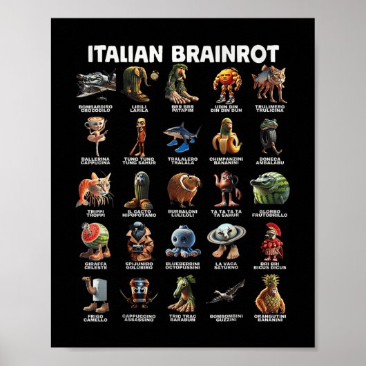 Italiaanse hersenrot Italiaanse brainrot grappige  Poster (Voorkant)