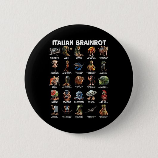 Italiaanse hersenrot Italiaanse brainrot grappige  Ronde Button 5,7 Cm (Voorkant)