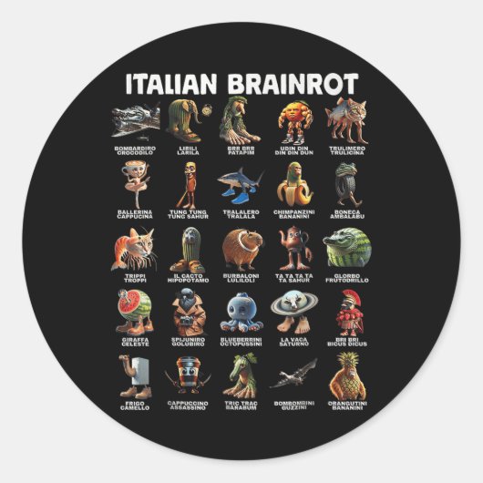 Italiaanse hersenrot Italiaanse brainrot grappige  Ronde Sticker (Voorkant)